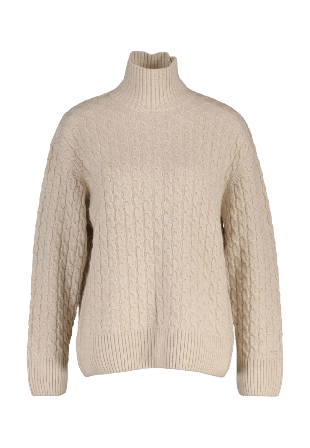 GANT Cable Knit Mock Neck Stickat Dam Beige S