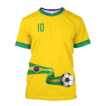 Brasiliens landslagströja herr T-shirt O-hals Oversize kortärmad herrkläder 3D-tryck brasiliansk flagga urval fotbollslagströja