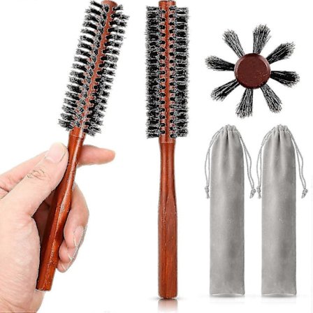 2 Stycken Liten Rund Hårborste Mini Borst Skäggborste För Män Kvinnor Med 2