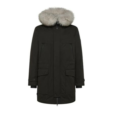 Peuterey, Parka in ripstop with fox fur collar Zwart, Heren, Maat:M