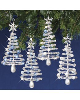 Kreativt kit Juletræspynt Juletræ 4-pak