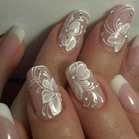 Kukka Tekokynnet Painettavat Kynnet Ranskalaiset Tekokynnet Liimattavat Kynnet Naisille