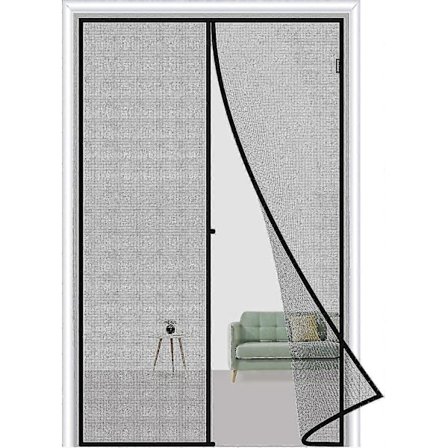 80 x 210 cm musta magneettinen oviverho, hyttyskarkote magneettinen oviverho magneeteilla, ei porausta. (Fww)