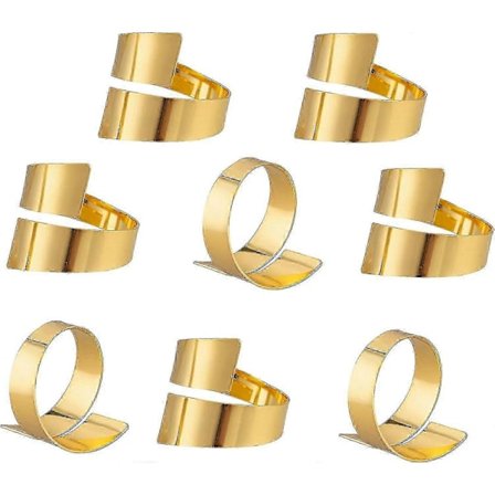 8 st Servett Ringar Metall Servetthållare Guld Servettring Set för Jul Bröllop Fest Bankett Middagsbords Dekoration (Guld)