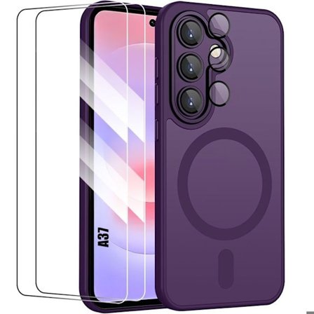 Magnetisk Cover - BOOLING - til Samsung Galaxy A37 5G - Hybrid Stødabsorberende - Lilla - 2 Glas
