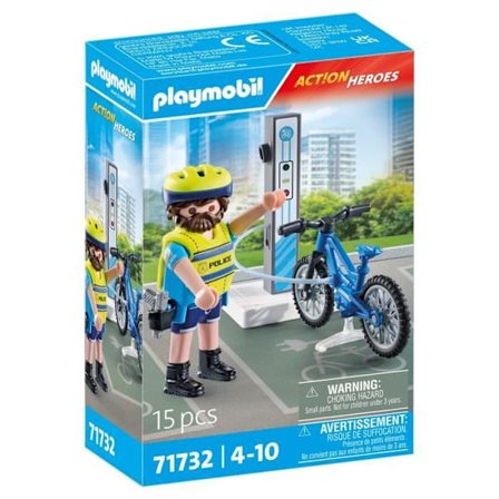 PLAYMOBIL 71732 Cyklande polis med laddningsstation, Action Heroes, Poliser, 15 delar, Från 4 år