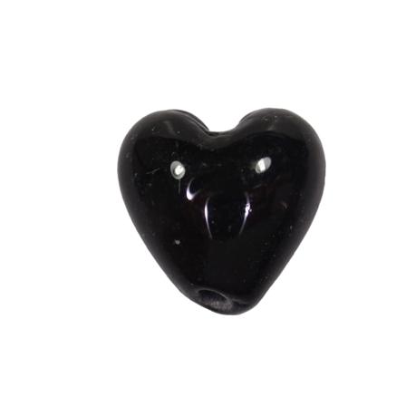 30st Glaspärlor Hjärtan Lampwork 12mm Svarta Svart 12 Mm