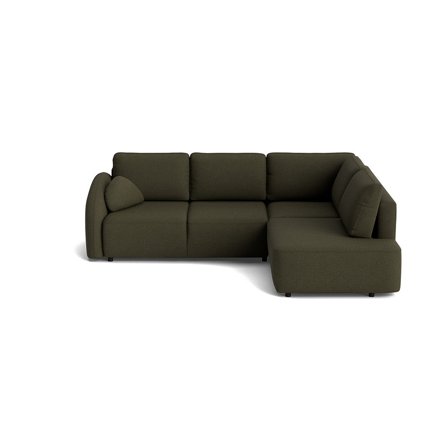 Trieste Eckschlafsofa, rechts | open end in Loop Grün, modernes Design mit Schlaffunktion, praktischem Bettkasten und hohem Sitzkomfort.