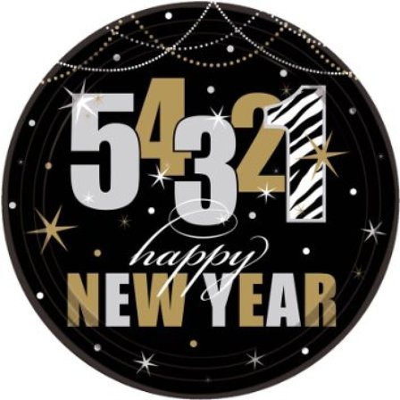 Nedräkning nyår assietter 8-pack