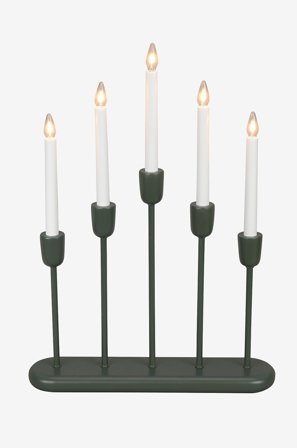 Konstsmide - Ljusstake trä/metall 5 LED 53,5cm - Grön - Adventsljusstakar - Från Homeroom