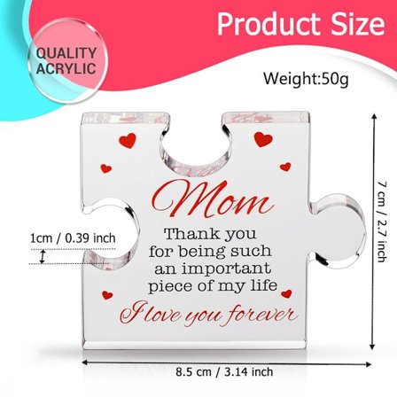 Transparent akryl prydnad Varma ord Skulptur TILL MAMMA TILL MAMMA