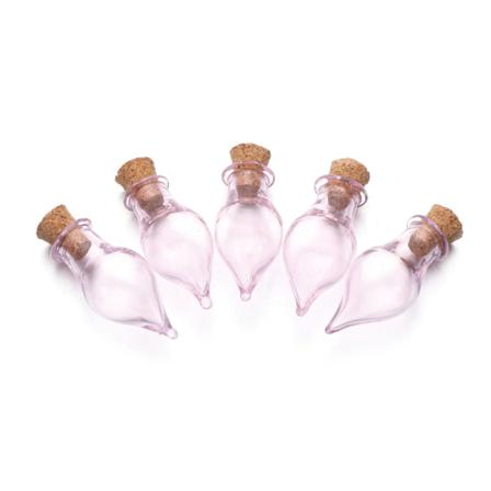 5st Önskeflaska Glaskorkflaskor Rosa-enkelspetad