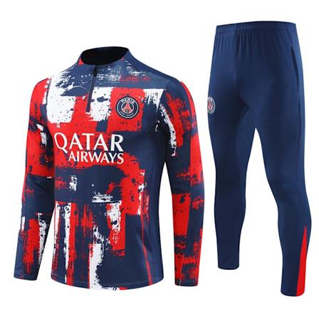 24-25 Paris Ny Fotboll Vuxen Långärmad Halv Pull Träningsoverall Kostym Spelare Version 24-25 Paris Red Blue [Camouflage]] M
