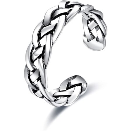 S925 Sterling Silver Ring för Kvinnor Justerbar Keltisk Knyta/Twist/