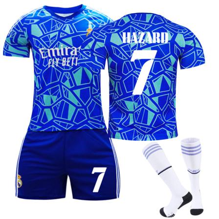 Real Madrid Tröja Blå Nr 7 Fotbollssatser För Barn Vuxen Tröja Suit With Socks Xs(155-165)