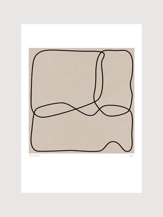 Poster med abstrakt linjeteckning i svart och beige | Kunstary.com, 70x100 cm