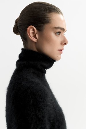 Soft Goat - Brushed turtleneck - Women cashmere sweater - XL - Black