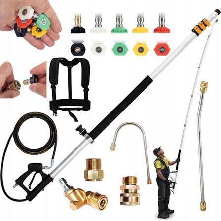 Teleskopisk Vaskelanser 1,5-6,3M – 4000 PSI | Aluminium | 5 Dyser | Kompatibel med Karcher HD HDS