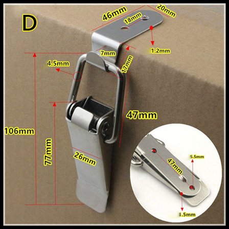 90 grader Duck-mouth Spenne Kroklås Rustfri stålfjær D