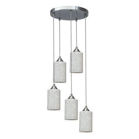 Blomster Pendel 5xE27 Max.60W Krom/Hvid