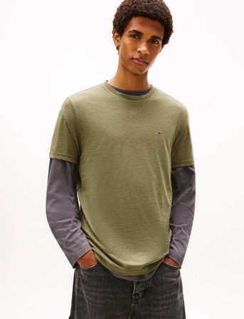 Tommy Jeans Tjm Xslim Jaspe Htr Tee Ext - Khaki green - XXL