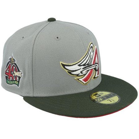 New Era - MLB Grå fitted Keps - Los Angeles Angels Daredevil 59FIFTY Mist/Dark Green Fitted @ Hatstore