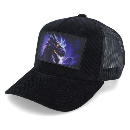 Iconic - Sort trucker Kasket - Purple Blue Dragon Black Cord Trucker @ Hatstore