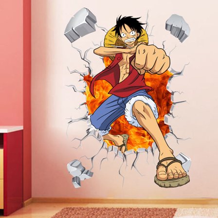 3D One Piece Luffy selvklæbende vægklistermærke dreng soveværelse kreativ graffiti tegneserie tegneserie klistermærke PVC
