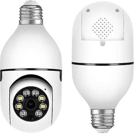 Utomhus WiFi Glödlampa Kamera, 1080p Smart Säkerhetskamera, 360 Graders Trådlös Glödlampa Kamera