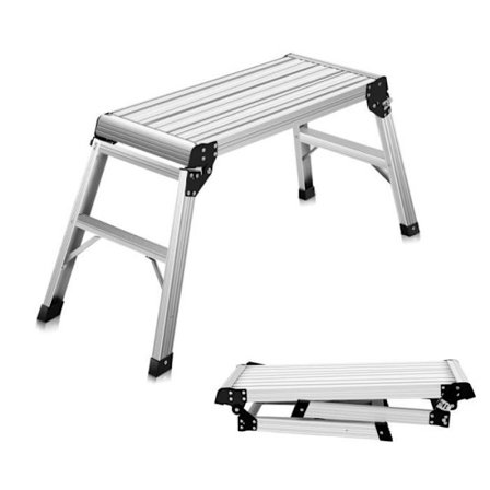 COSTWAY hopfällbar stegstege i aluminium 110x40x49CM med halkfri yta och kuddbelastning 150 kg arbetsplattform