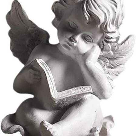 Harpiks kjerub engel hagestatue, sjarmerende engelskulptur, minnestatue for