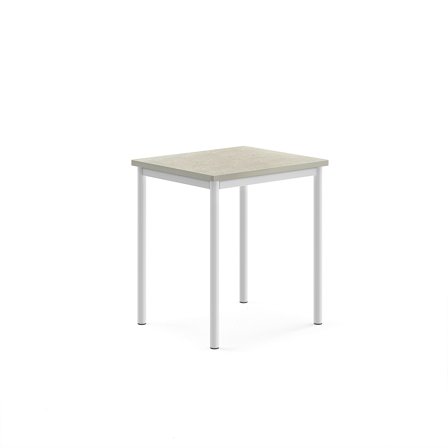 Tisch SONITUS, 700x600x760 mm, Linoleum hellgrau, weiß