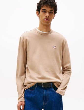 Tommy Jeans Tjm Reg Badge Tee Ls - Beige - L