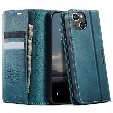 For iPhone 13 mini 5.4 tommer Etui Tegnebog Stativ Kalvetekstur Læder Telefon Cover [DB]