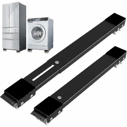 Vaskemaskinbase med brems, justerbar mobil base for vaskemaskin, tørketrommel, kjøleskap, belastning 300 kg, svart