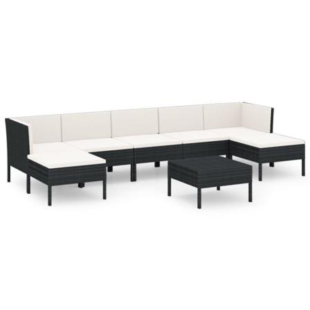 Vidaxl Loungegrupp För Trädgården Med Dynor 8 Delar Konstrotting Svart