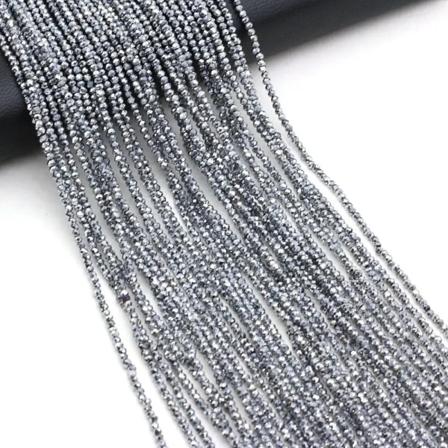 2 mm 2 st/ Set Natursten Spinell Färgglada Små Pärlor Fasettslipade glaspärlor för smyckestillverkning DIY Halsband Armband Tillbehör silver color