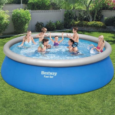 Bestway Uppblåsbar pool Fast Set rund 457x122 cm