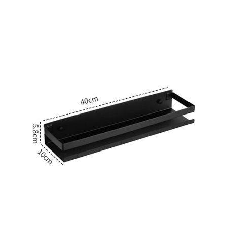 Väggmonterad förvaringshylla, 304 Rostfritt Stål Hylla, Multifunktionell Hylla för Kökstillbehör (Svart 40cm)