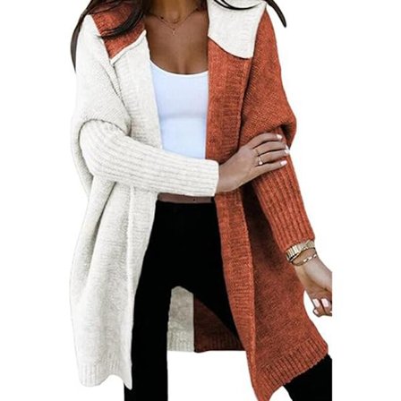 Kvinnor Öppen Fram Cardigan Tröja med Luva Långärmad Stickad