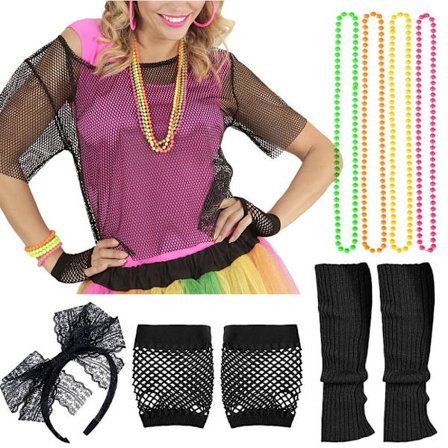 Fisknät Tröja Set 80-tals set SVART L Svart