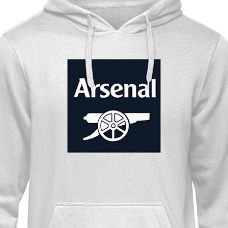 Barnehettegenser Arsenal FC logo - mørkeblå og hvit design med klassisk kanon, perfekt for sportsfans