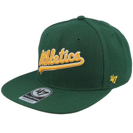 47 Brand - MLB Vert snapback Casquette - Oakland Athletics No Shot Script Under Captain Dark Green/Yellow Snapback @ Hatstore