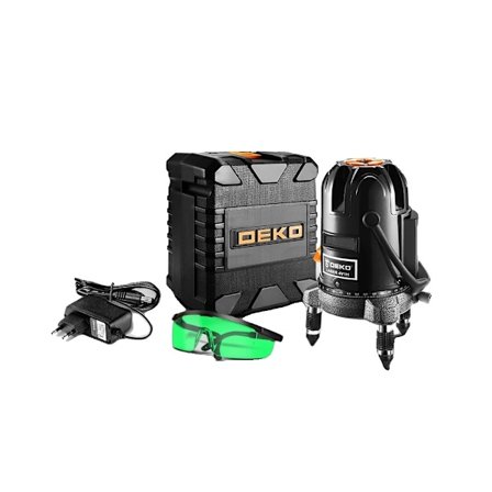 DEKO LL5-serien Laser Level, 360° självnivellerande, hög synlighet grön/röd stråle,LL58G-SET1