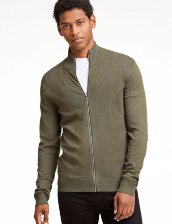 Lindbergh Ecovero L/S Zip Cardigan - Khaki green - L