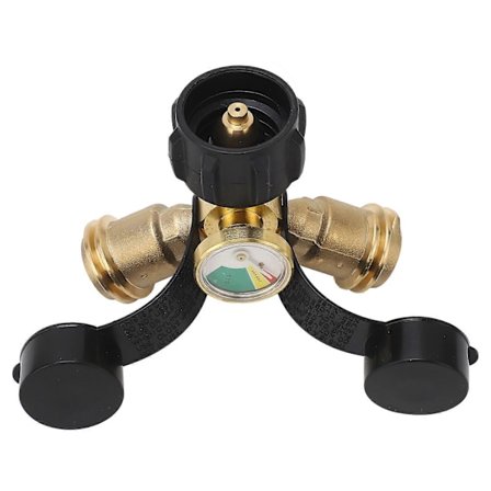 2-veis propan gass splitter messing POL til Qcc1 Y-type propan splitter med måler for grill og varmeovner