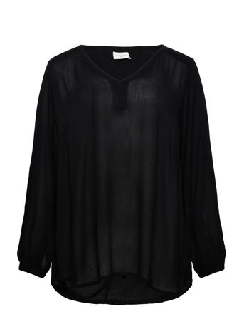 Kcami Ls Blouse Blus Långärmad Svart Kaffe Curve