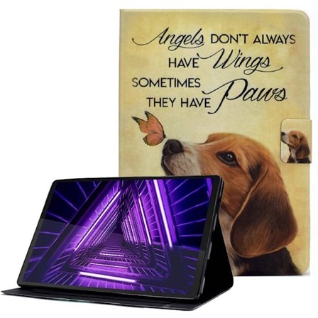 Lenovo Tab M10 Plus (Gen 3) läderfodral med coolt mönster - Fjäril Och Hund