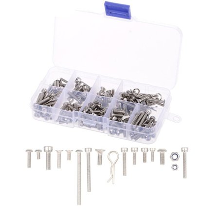 205 stk. Muttere og bolter Sortimentsett Maskinskruesett