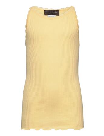 Organic Top Regular Ss W/ Lace Yellow Rosemunde Kids